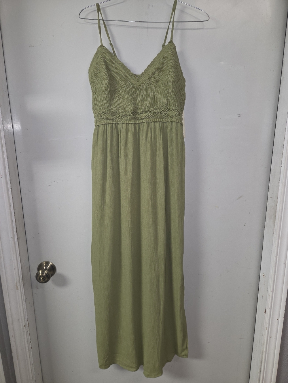 No Boundaries Light Green Knit-Top Maxi Dress - Picture 2 of 7